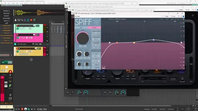 Snap Heap modular effects plugin open over the Reaper session